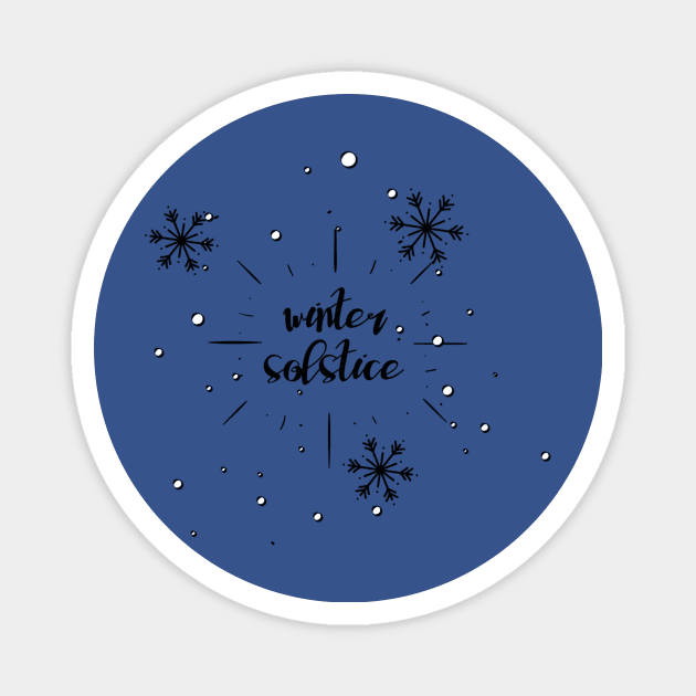 Hello Winter December 21 Happy Holidays Winter Solstice Magnet by Lilac Beetle